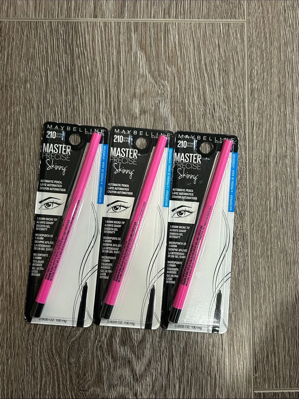 3X Maybelline Master Precise Skinny Automatic Eyeliner Pencil 210 defined black